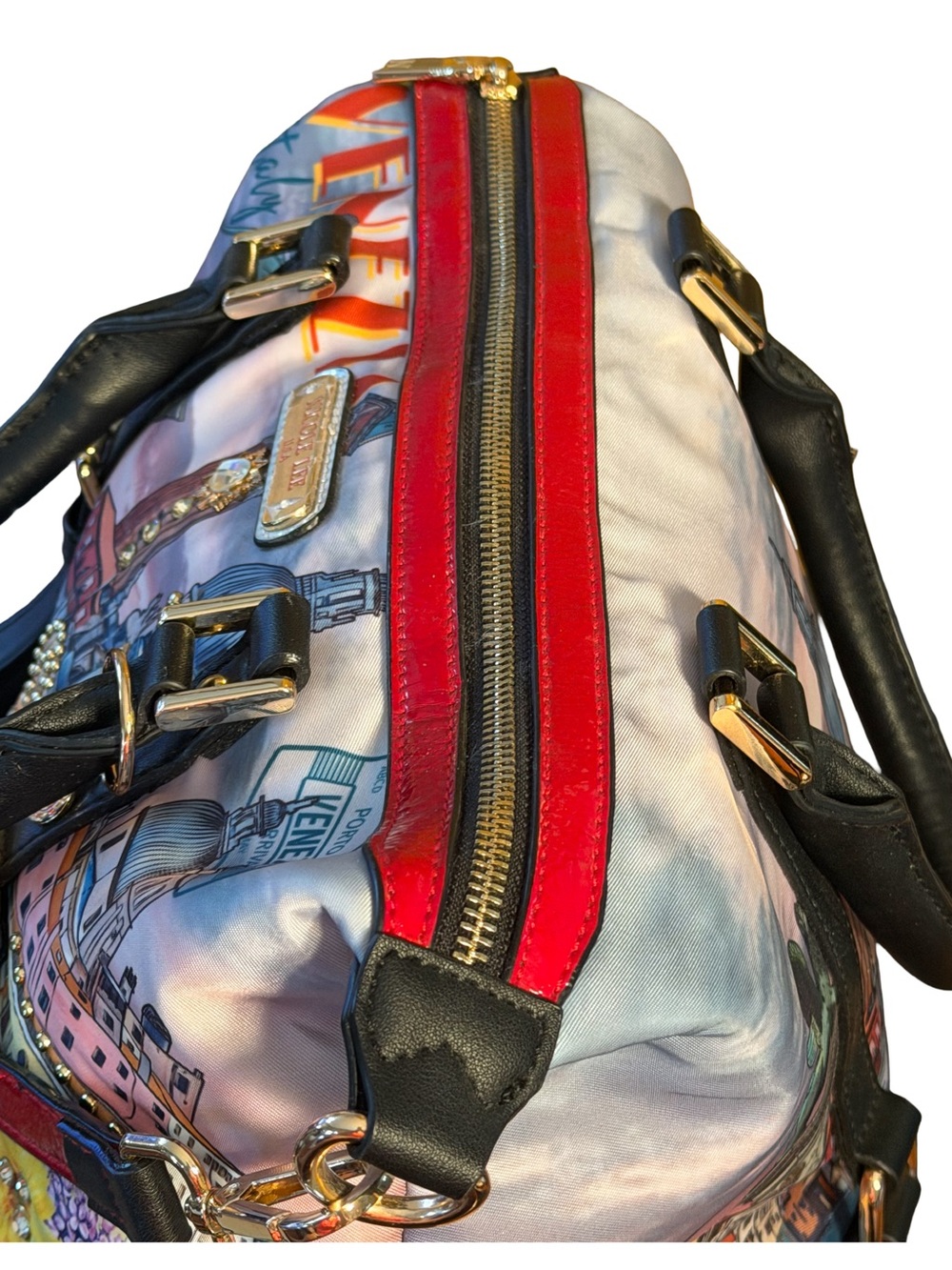 Nicole Lee USA EUC Italy Theme Printed Canvas Satchel Crossbody Bag Tote (P247) - Picture 4 of 12